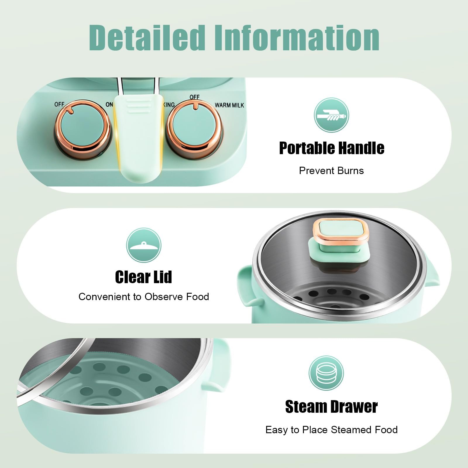 3-in-1 Breakfast Sandwich Maker with Soup Pot & Frying Pan - Electric Hot Dog Bun Toaster for Sandwiches, Pasta & Soup - Perfect for Quick Breakfasts, Office Lunches & Family Meals (110V)