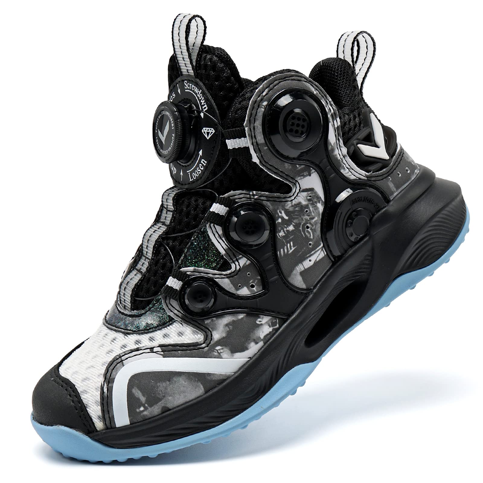 VITUOFLY Kids Basketball Shoes for Boys & Girls - Air Cushion Mid Top Sneakers for School, Training & Outdoor Sports - Non-Slip, Comfortable Running Shoes for Little & Big Kids - Perfect for Basketball Practice, Gym Class & Playground Activities