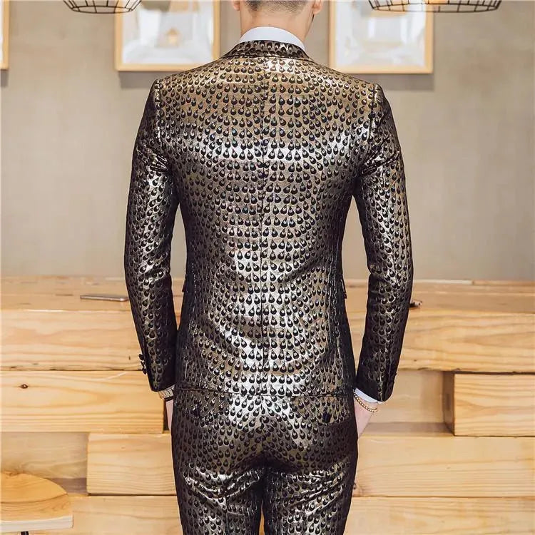 M. Jagger Jacquard Three Piece Suit for Men - Premium Formal Business Attire - Perfect for Weddings, Office Meetings & Special Occasions