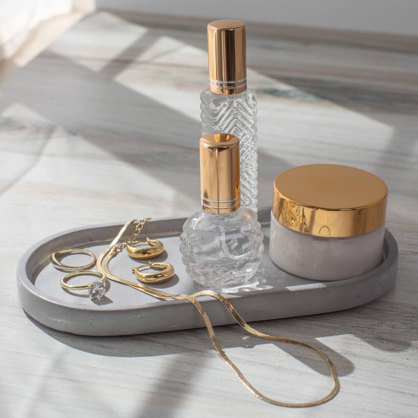 Modern Concrete Bathroom Vanity Tray - Stylish Organizer for Lotion & Soap Dispensers - Perfect for Bathroom Counter & Kitchen Decor - Keeps Your Space Neat & Organized (Great for Spa-Like Atmosphere & Home Organization)