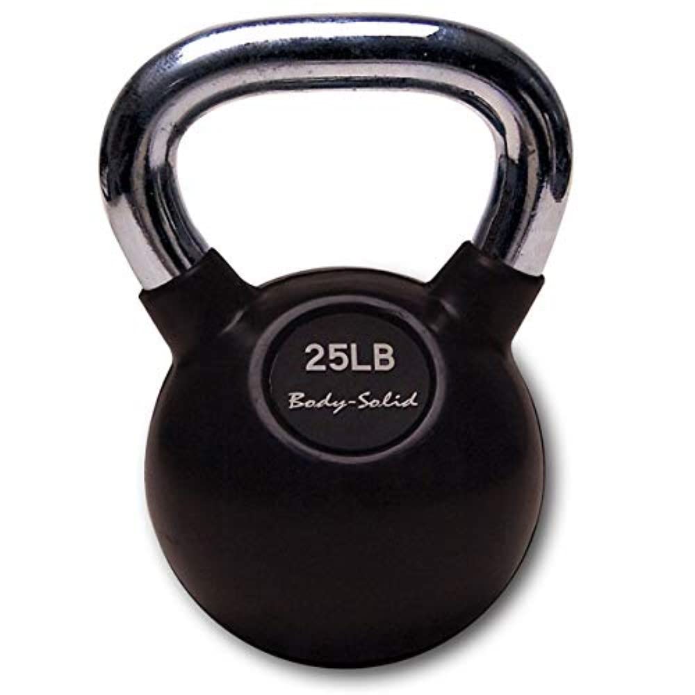 Body-Solid Rubber Coated Kettlebells with Chrome Handle - Premium Weight Training & Core Workout Equipment for Home Gym, CrossFit, and Functional Fitness