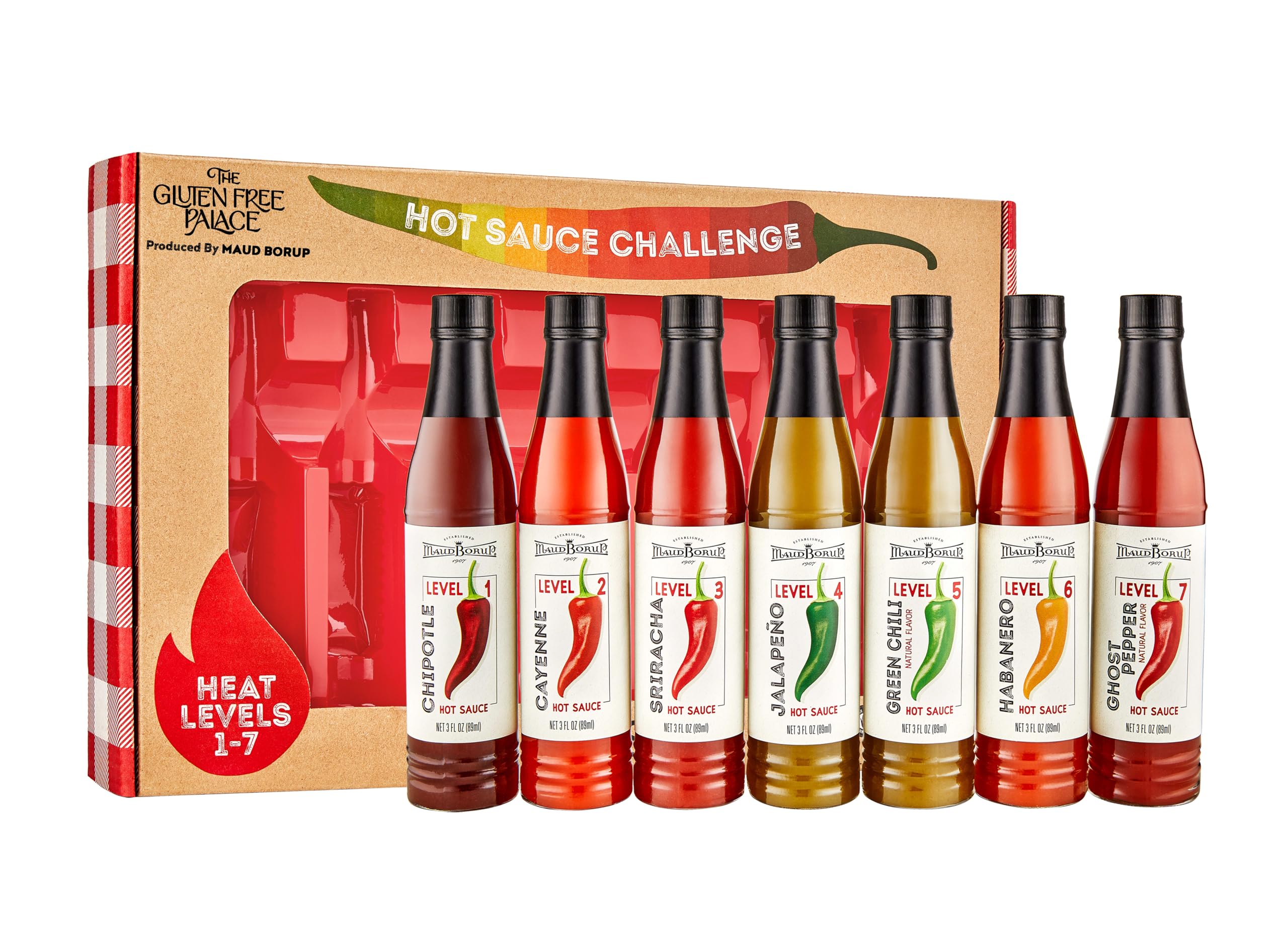 Spicy Hot Sauce Gift Set - 7 Bottles Variety Pack (3 fl. oz each) | Gluten Free Vegan Hot Sauces for Men, Women & Teens | Perfect for BBQ, Cooking, Gifts & Hot Sauce Lovers