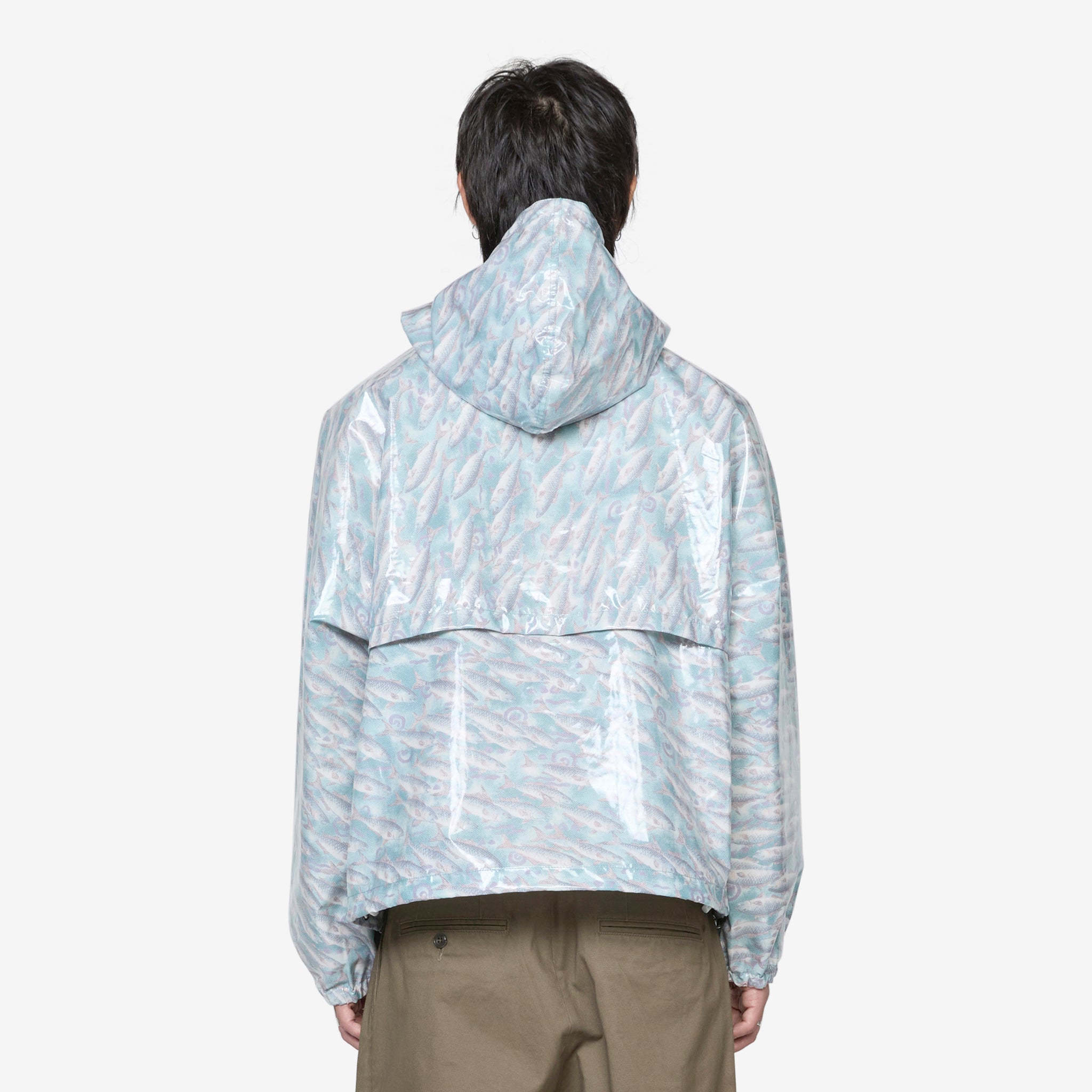 Men's 70D Nylon Cruiser Jacket with Waterproof Fish Print - Lightweight Windbreaker for Outdoor Fishing, Hiking & Casual Wear
