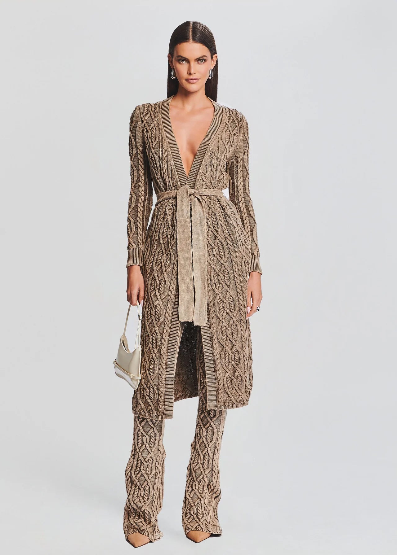 Adaline Cable Knit Cardigan for Women - Soft & Cozy Tan Sweater - Perfect for Fall & Winter Outfits, Office Wear & Casual Dates