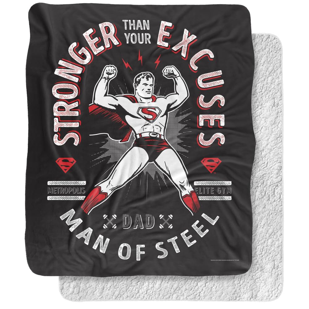 Superman Fleece Throw Blanket 50x60 Inches - Ultra Soft Sherpa Backing, Silky Touch for Dad - Perfect for Movie Nights, Gifts & Cozy Home Decor
