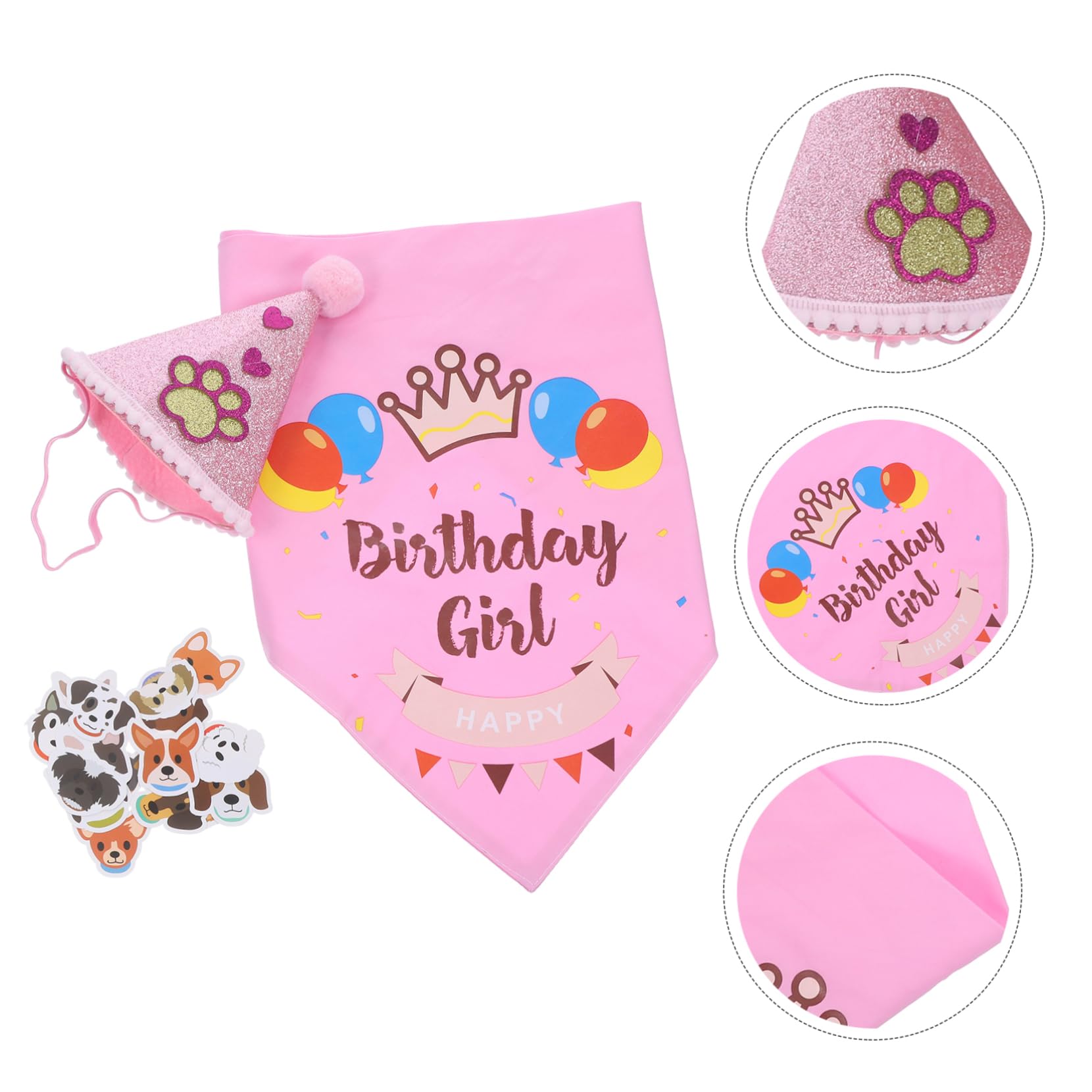 GRIRIW Dog Birthday Hat & Collar Bib Set - Adjustable Pet Party Accessories for Small Medium Large Dogs - Perfect for Birthday Parties, Halloween & Christmas Costumes