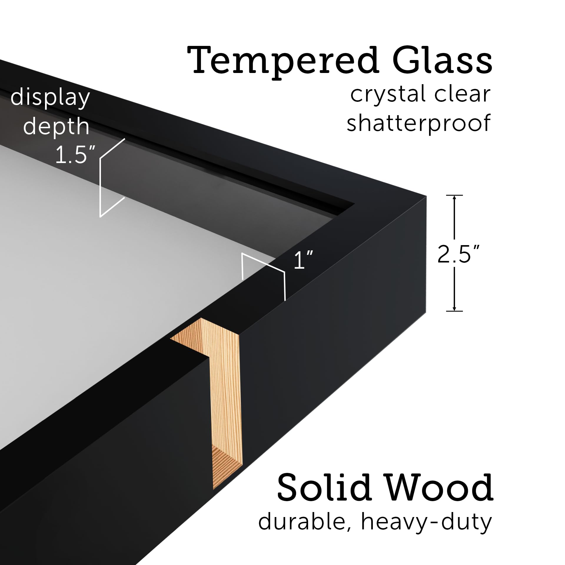 18x24 Black Shadow Box Frame with Tempered Glass Front & Solid Wood Border - 2.5 Inch Deep Display Case for Collectibles, Memorabilia, Posters | Perfect for Home Decor, Office Display, and Art Gallery Showcase