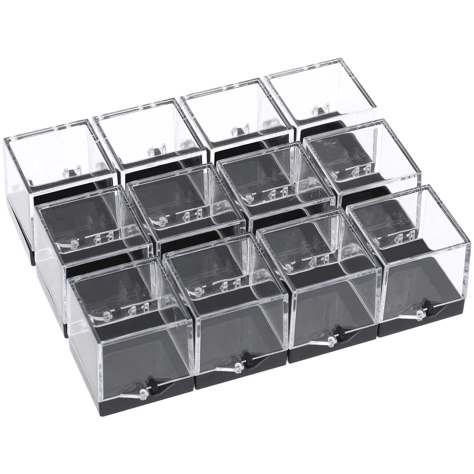 60 Pcs Clear Jewelry Organizer Box with Lids - Mineral Display Storage Containers, Tiny Square Cube Boxes for Jewelry, Specimen & Small Items - Perfect for Craft Rooms, Retail Displays & Home Organization