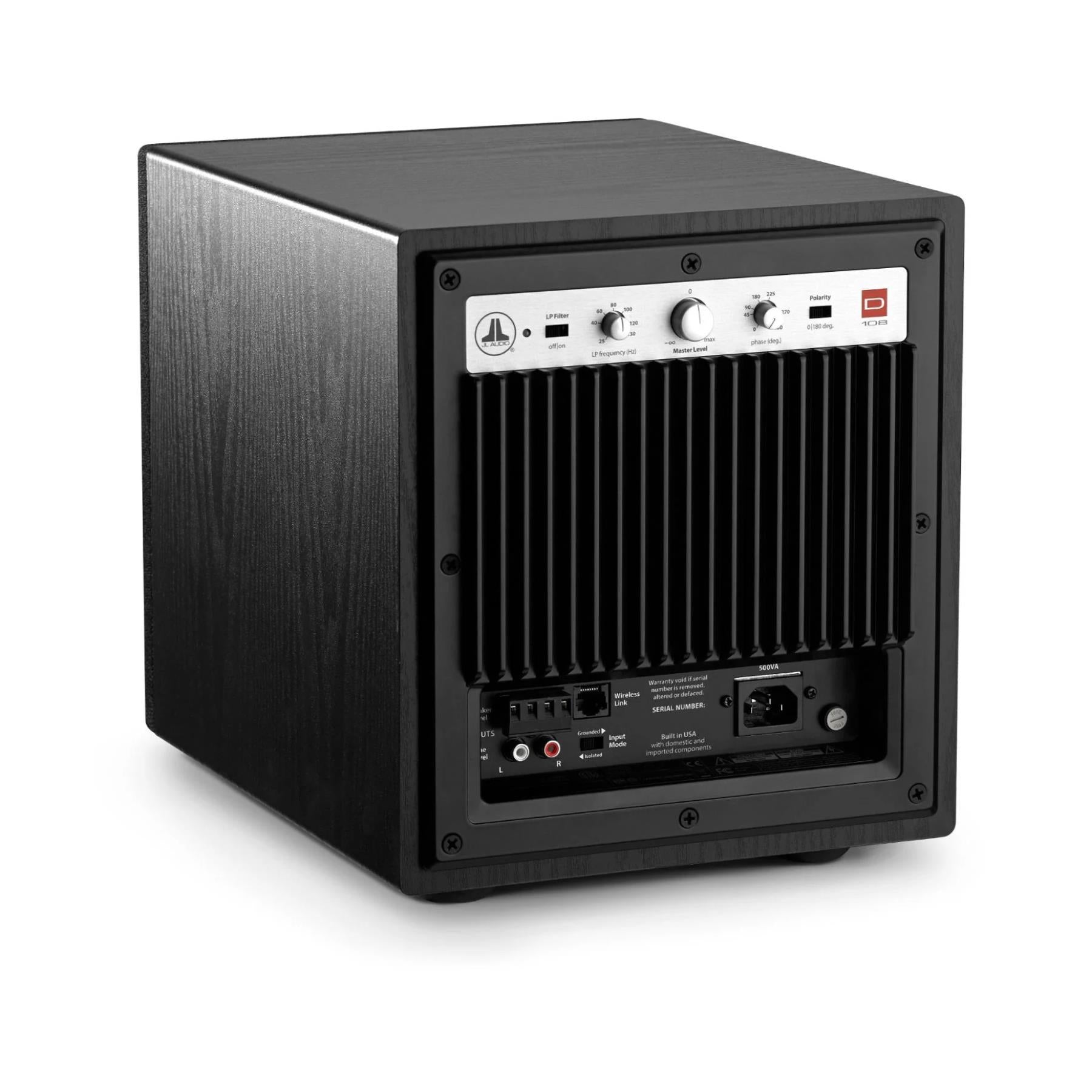 JL Audio Dominion d108 ASH 8-Inch Powered Subwoofer - Black Ash | High-Performance Bass for Home Theater & Car Audio Systems
