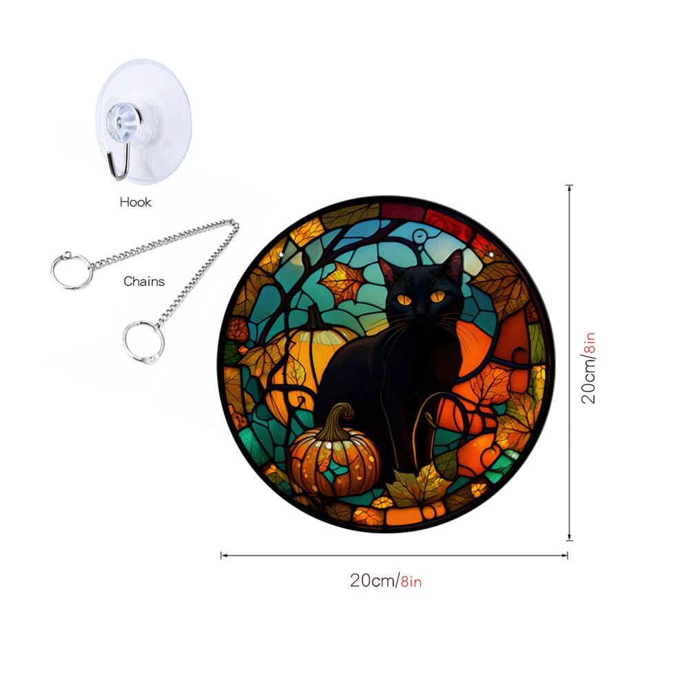 MATIHAY Black Cat Acrylic Window Hanging - Cute Cat Wall Decor for Cat Lovers, Halloween Fall Christmas Home & Cafe Decoration (Little Cat, Small Size) - Perfect for Living Room, Bedroom, Office & Gift Giving