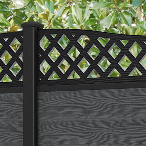 Classic Low Wave Fence Panel - Dark Grey Aluminum Privacy Fence with Sturdy Posts | Perfect for Backyard, Garden, and Property Boundary Security