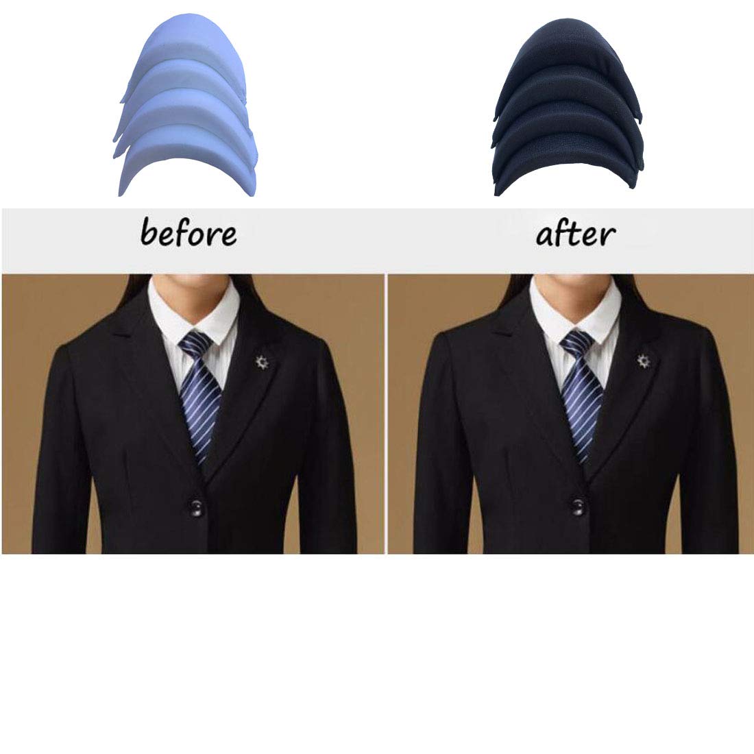 Premium Shoulder Pads for Men - 2 Pairs White & 2 Pairs Black Sponge Foam Shoulder Inserts for Jackets, Blazers, T-Shirts & Dresses - DIY Sewing Accessories for Tailoring & Enhancing Shoulder Shape - Perfect for Formal Wear, Cosplay & Costume Design