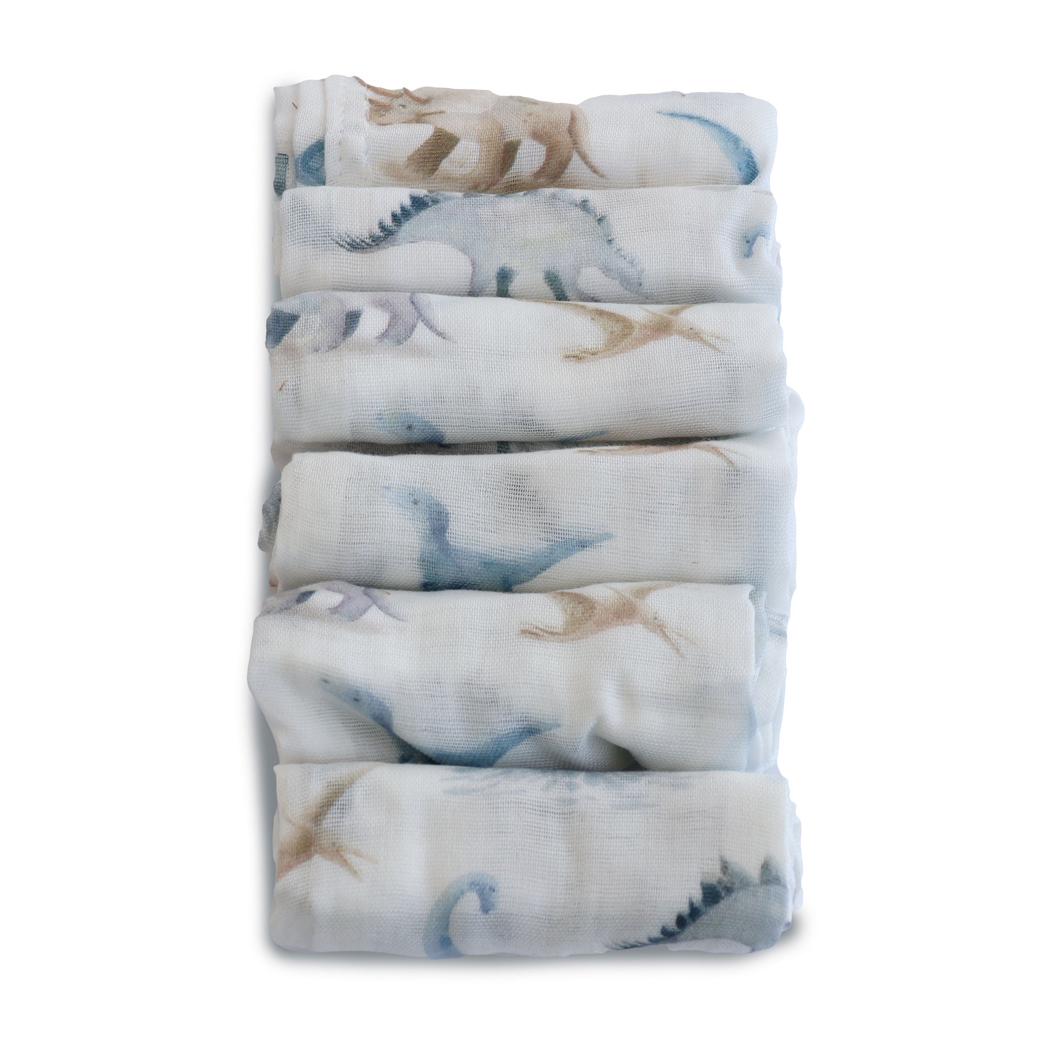 Premium 6-Pack Jurassic Bamboo Muslin Face Cloths - Soft & Eco-Friendly Baby Washcloths for Gentle Skin Care, Bath Time & Makeup Removal