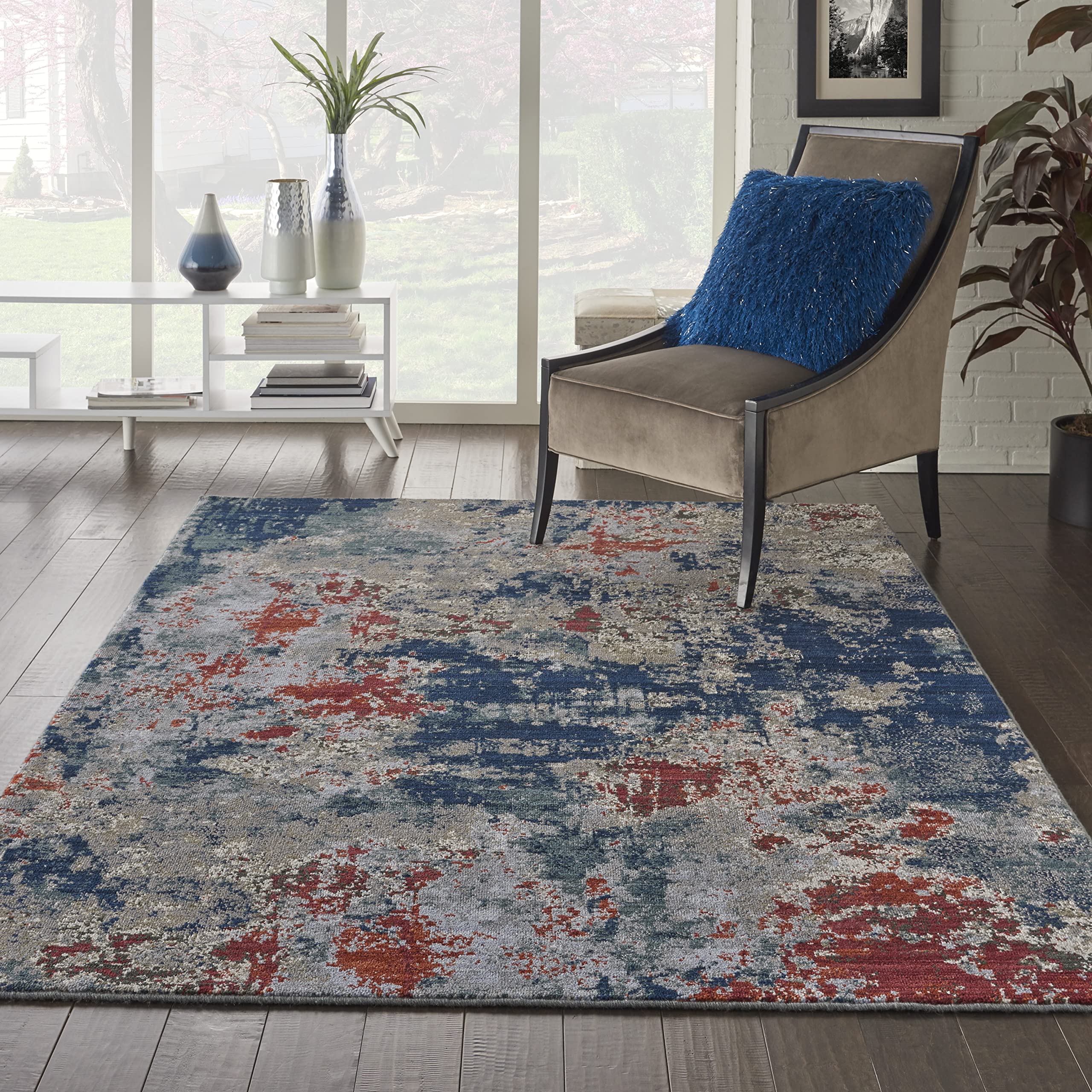Nourison Artworks Colorful Abstract Navy/Brick 5'6