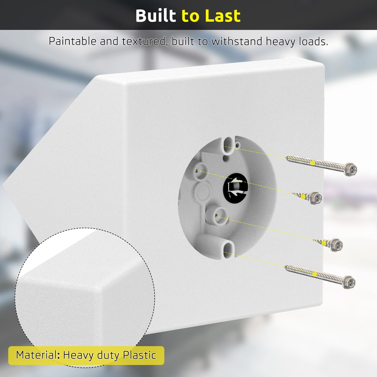 Heavy Duty Ceiling Fan Mounting Box Kit - Universal Fan Mounting Bracket for Cathedral Ceilings (80°+ Angle) - 1-Pack White - Secure Installation for Living Room, Bedroom & Outdoor Spaces