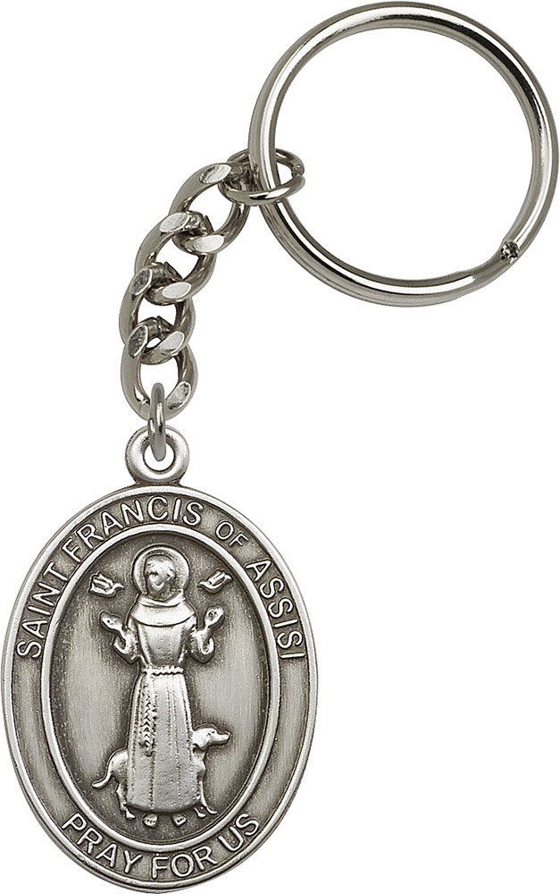 Antique Silver St. Francis of Assisi Keychain - Religious Jewelry & Catholic Gifts for Men & Women - Perfect for Prayer, Travel & Everyday Carry