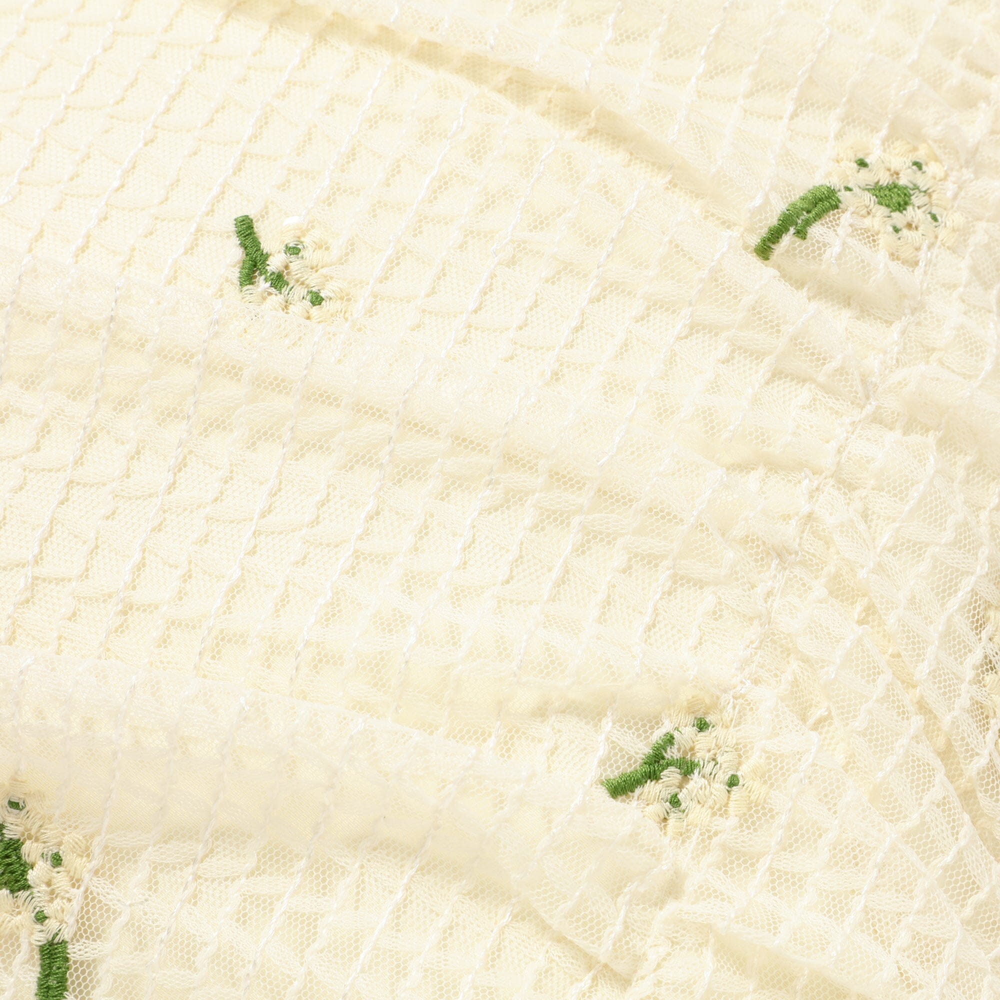 White Flower Embroidery Gathered Cushion Cover 18x18 Inch - Perfect for Sofa, Bed, and Home Decor
