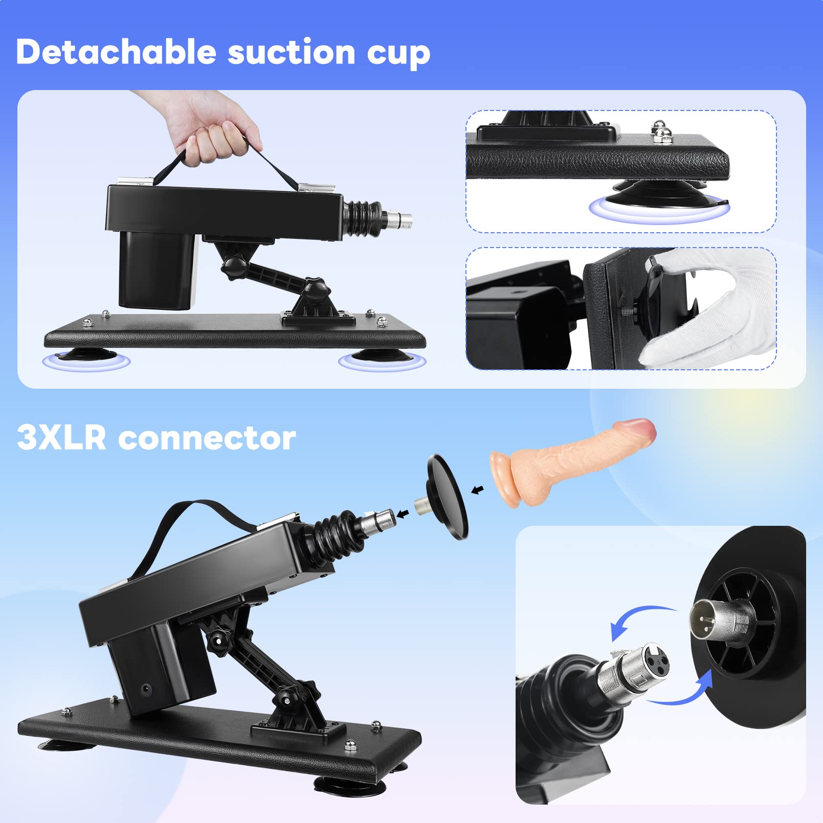 Automatic Thrusting Sex Machine for Women & Men - Adult Love Machine with 3 XLR Connector, Suction Cup & Dildo Attachments | Powerful Sex Toy for Couples Play, Solo Pleasure & BDSM Scenes