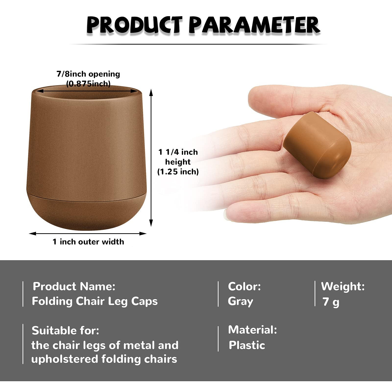Jetec 144-Piece 7/8 Inch Heavy Duty Plastic Folding Chair Leg Caps - Non-Marring Furniture Glides & Hardwood Floor Protectors for Dining Chairs, Event Seating & Home Furniture Protection