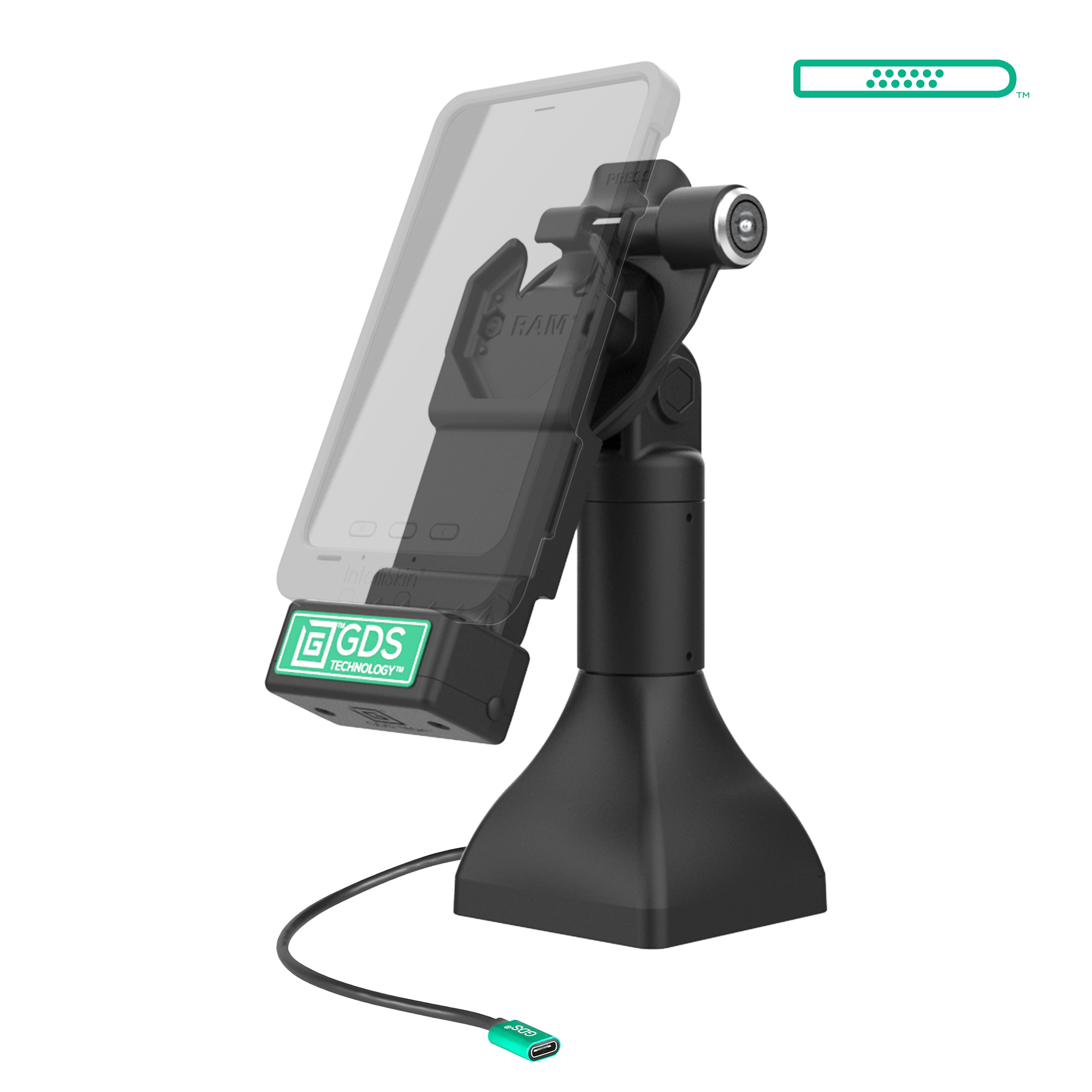 GDS® Uni Conn™ 7 Locking Pedestal Dock with USB-C Port | RAM Mount GDS DOCKLR D11 7 U1C | Perfect for Marine, RV & Truck Use