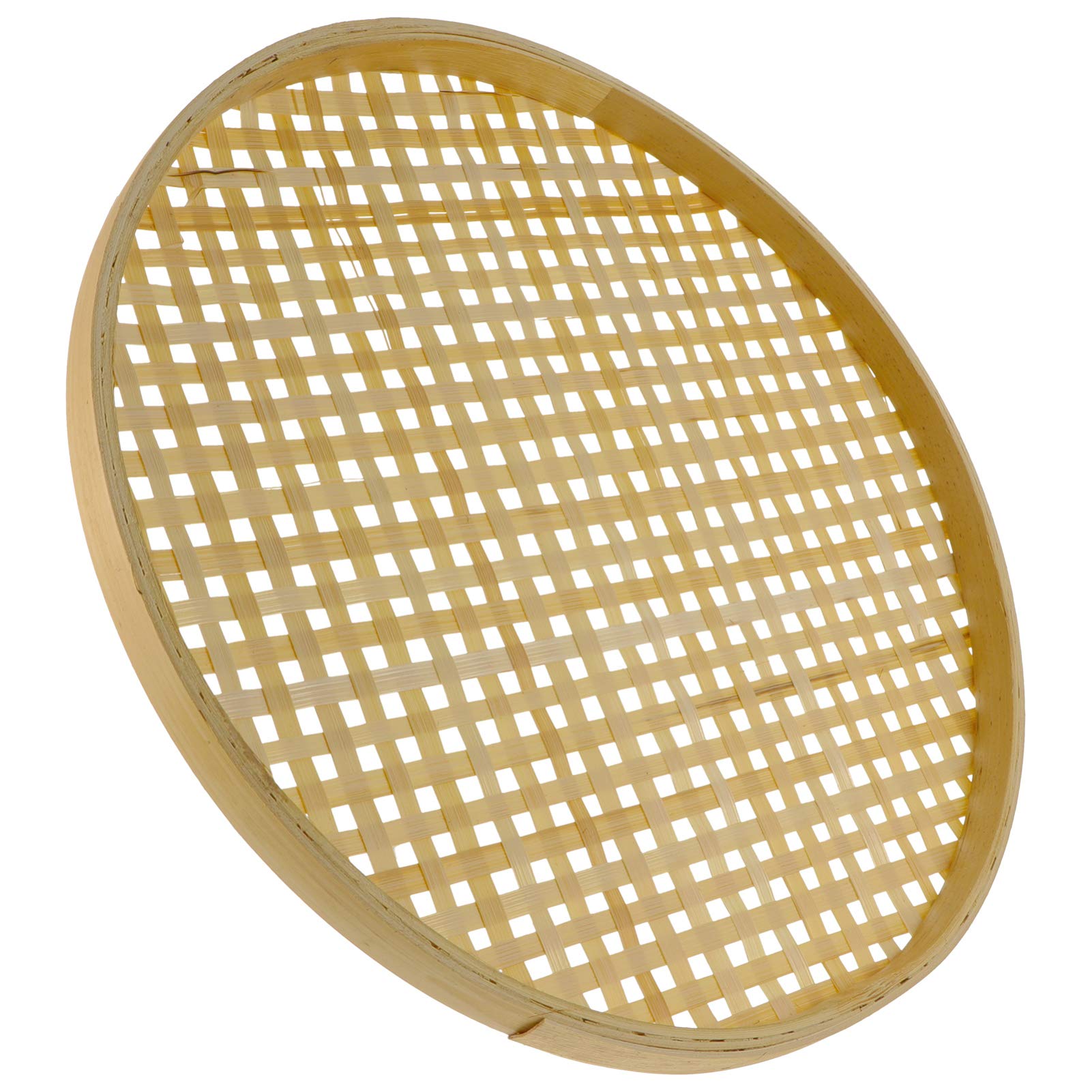 Organic Bamboo Sieve Basket - 26CM Woven Fruit & Vegetable Wash Strainer, Wooden Bread Basket for Farmhouse Kitchen Storage | Perfect for Washing Produce, Serving Desserts, and Storing Bread