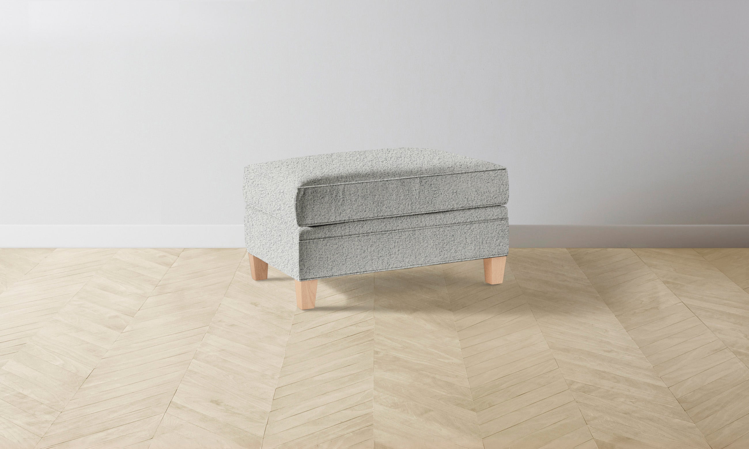 Carmine Ottoman - Soft Woolen Bouclé Fabric Footstool with Sturdy Wooden Legs | Perfect for Living Room, Bedroom & Home Decor