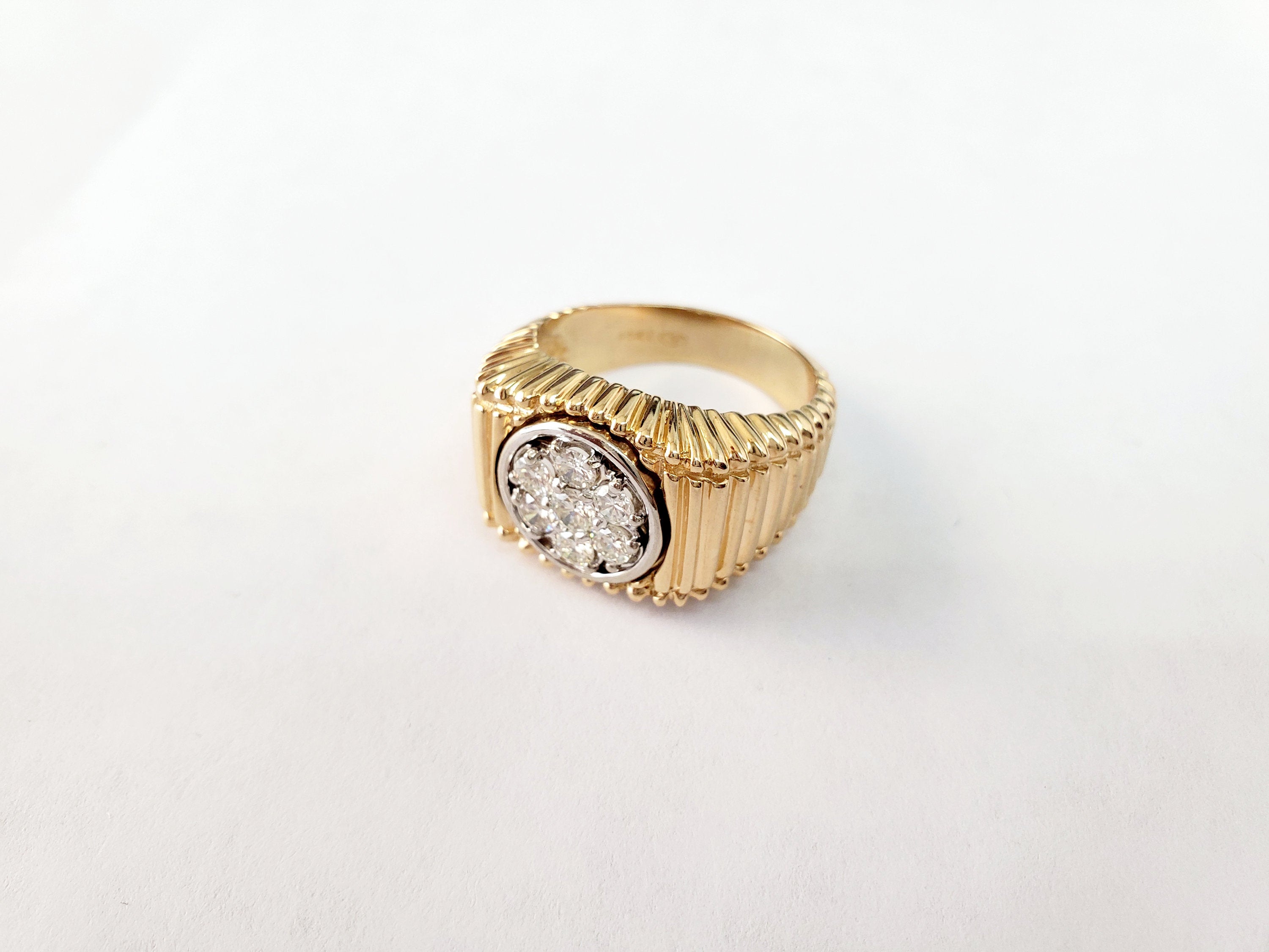 14K Yellow Gold Men's Diamond Cluster Ring - 0.75cttw Wedding Band, Anniversary Gift for Him, Perfect for Engagements & Special Occasions