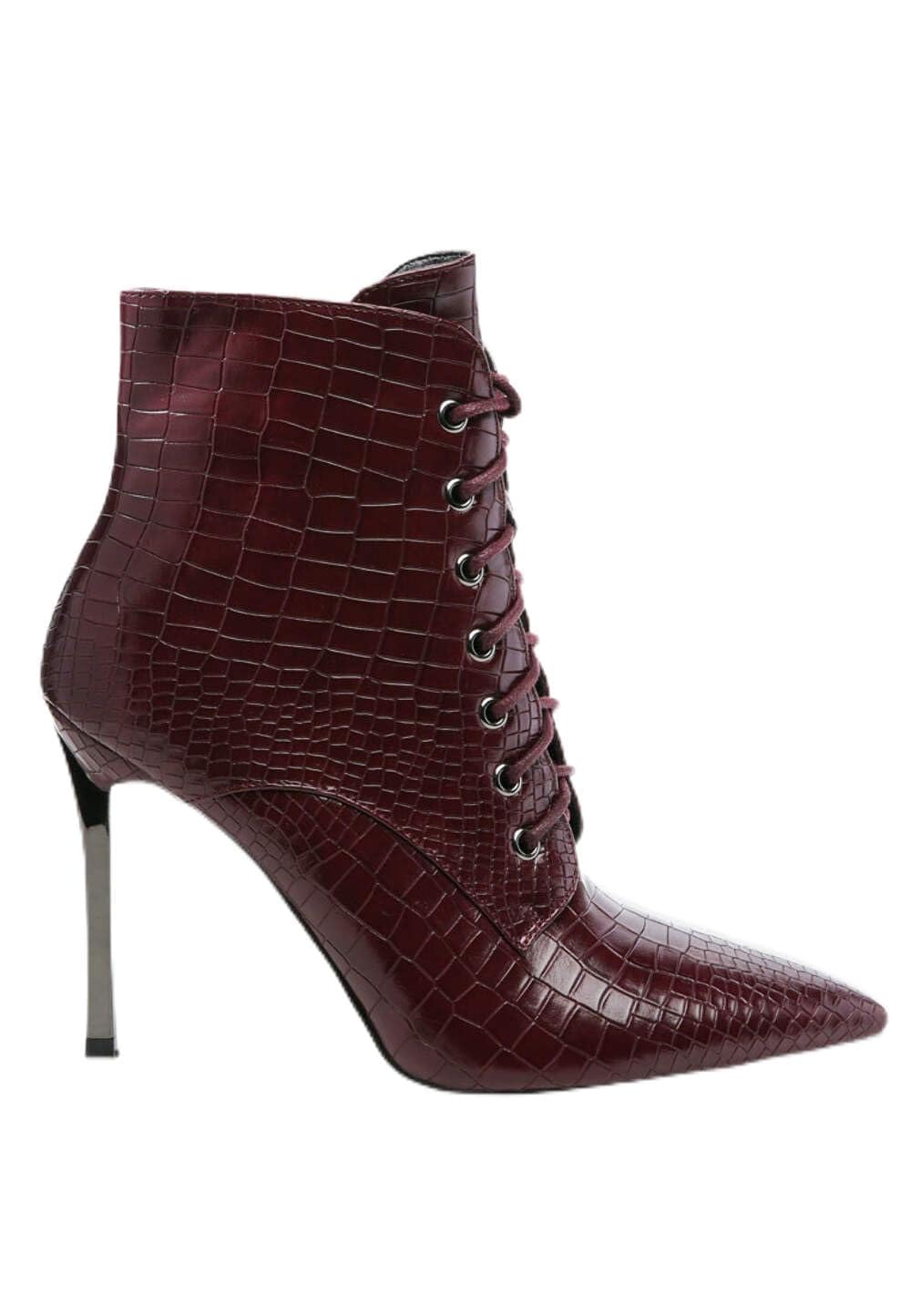 London Rag Women's Croco Lace-Up Stiletto Heels for Evening Parties