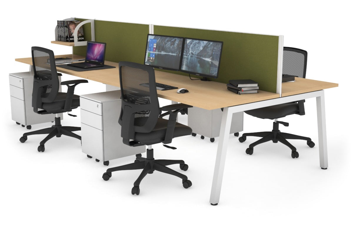 Quadro 4-Person Office Workstation Desk - 1600L x 700W Dimensions - Perfect for Team Collaboration, Open Office Spaces & Shared Workstations
