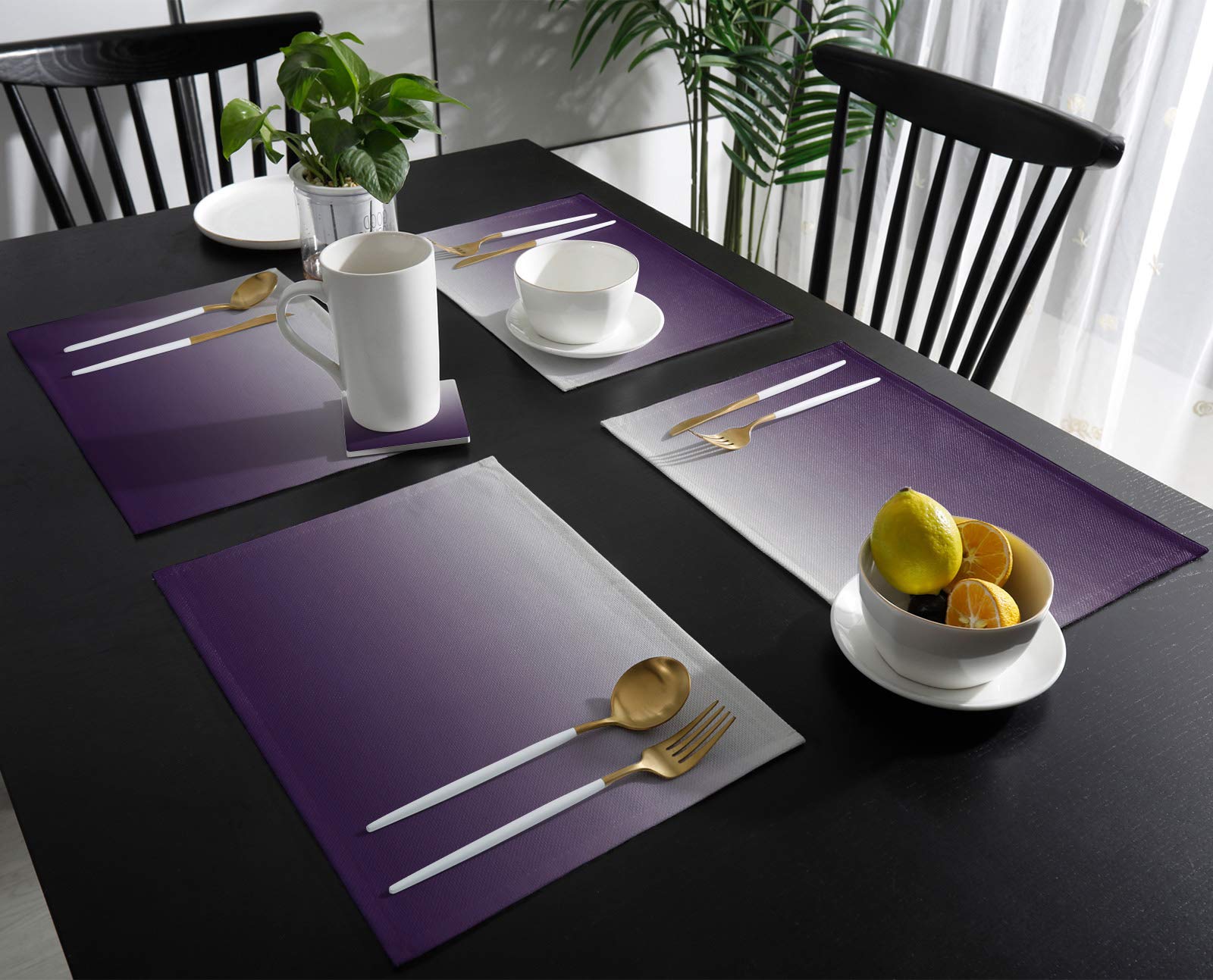 6-Pack Purple Grey Gradient Washable Placemats - 13