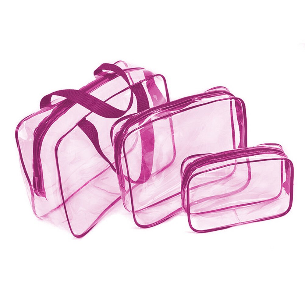 Clear PVC Travel Toiletry Bag - 3-in-1 Waterproof Makeup Organizer for Men & Women | Carry-On Compliant Cosmetic Case for Airplane, Business Trips & Bathroom Organization