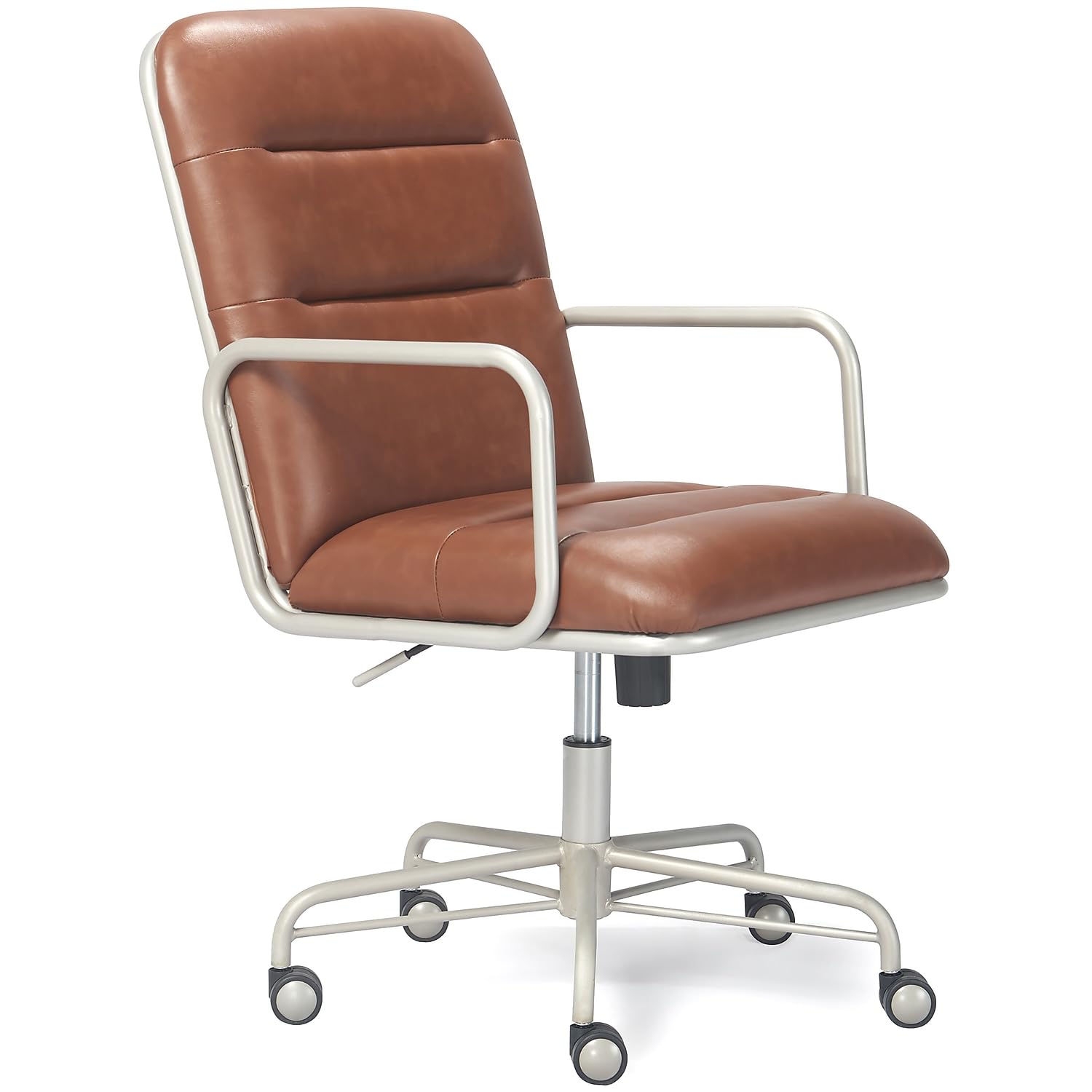 Finch Franklin Bonded Leather Office Chair - Ergonomic Computer Desk Chair with Adjustable Height & Lumbar Support, Camel Brown (CHR10060B) - Perfect for Home Office, Gaming & Study Workspace