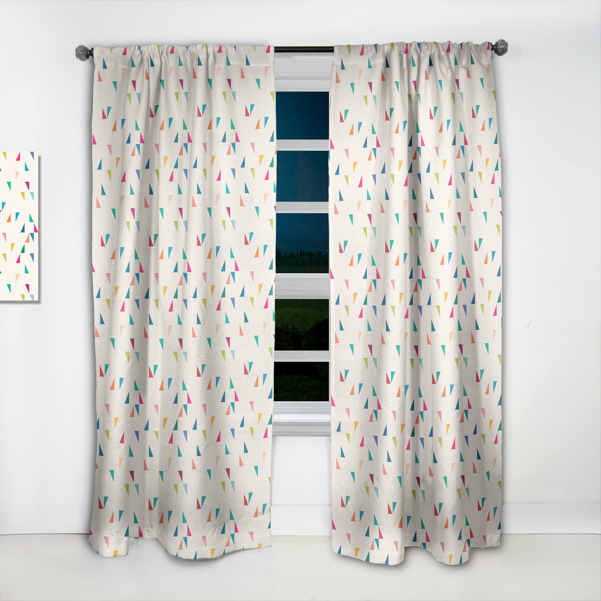 DesignQ Abstract Geometric Triangle Retro Pattern Blackout Curtains - Thermal Insulated Single Panel (52x63 Inch) for Bedroom & Living Room - Modern Window Treatment for Home Decor