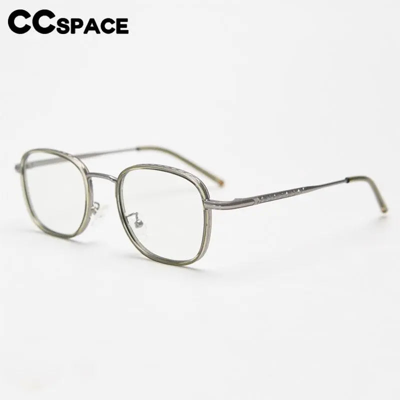 CCspace Unisex Full Rim Square Alloy Eyeglasses 56833 - Lightweight Metal Frame Glasses for Men & Women - Perfect for Reading, Work, and Daily Fashion Accessories