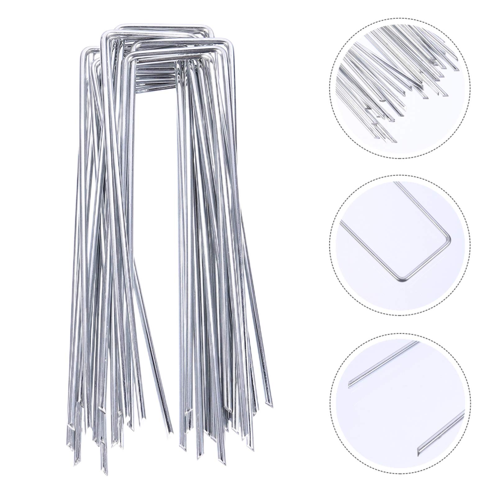 50pcs Heavy Duty U-Shaped Metal Tent Stakes - Galvanized Steel Camping Ground Nails for Outdoor Tents, Tarps & Shelters - Secure Your Canopy, Garden Stakes & Camping Gear in Windy Conditions