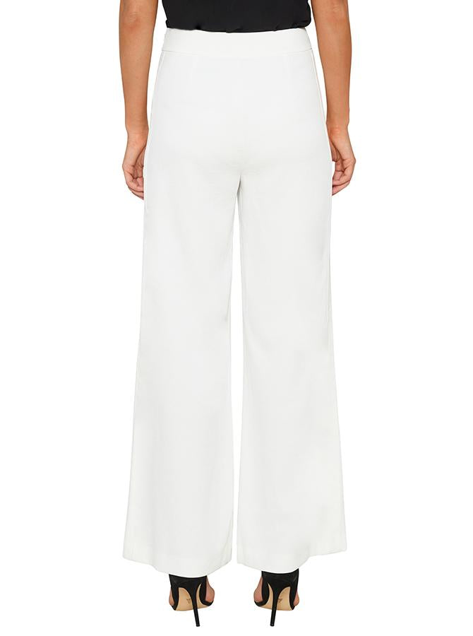 Stylish High Waisted Wide Leg Pants for Women - Day to Night Transition - Comfortable White Trousers for Work, Office & Casual Outings