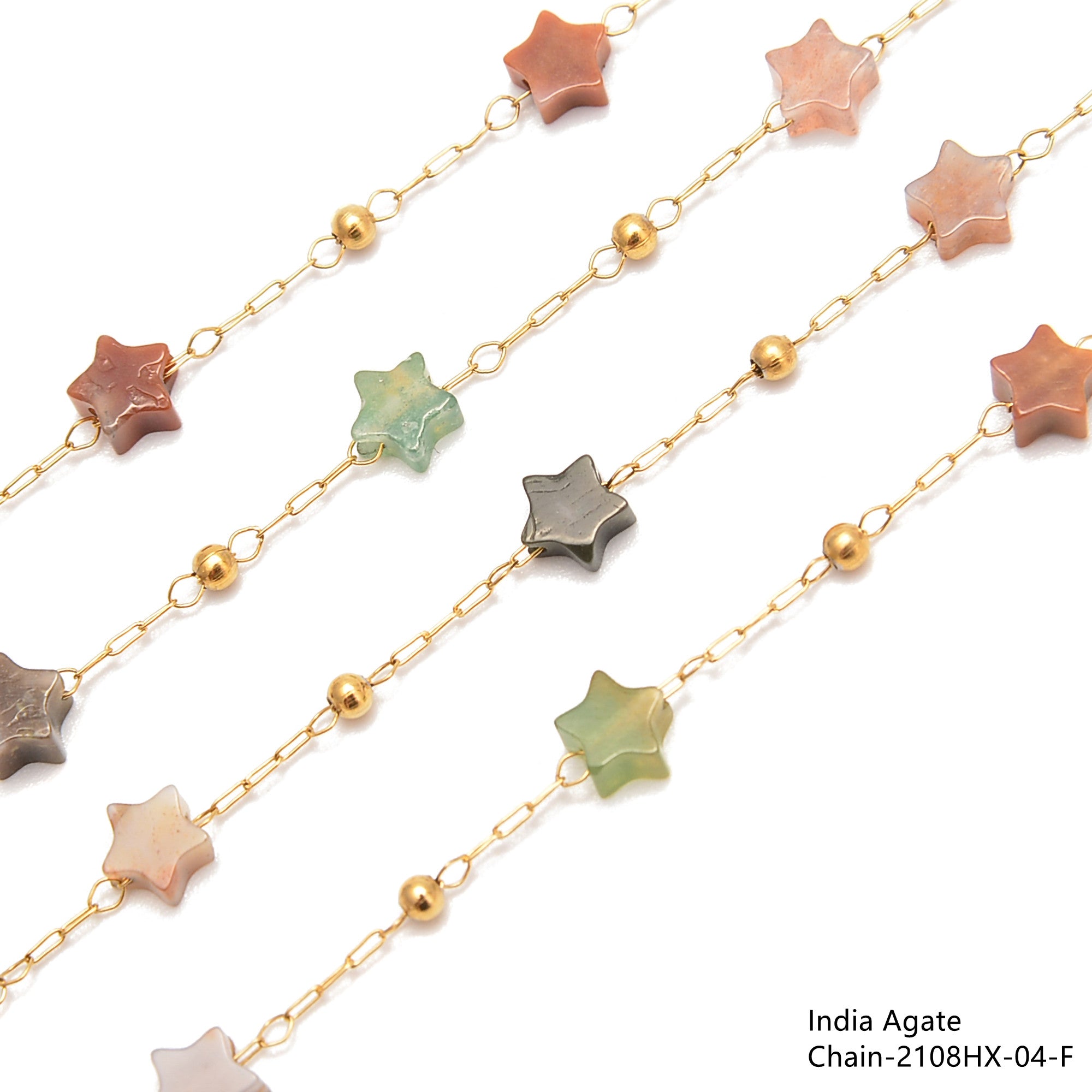 5mm Star Shape Beads Multi Gemstone Chain - 1 Meter Per Bag for Jewelry Making, DIY Crafts & Bracelet Designs