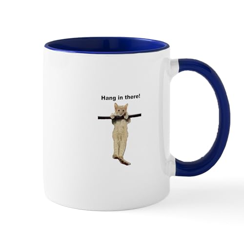 White/Navy Inside - Hang In There Baby Cute Kitty Cat Kitten On Branch
