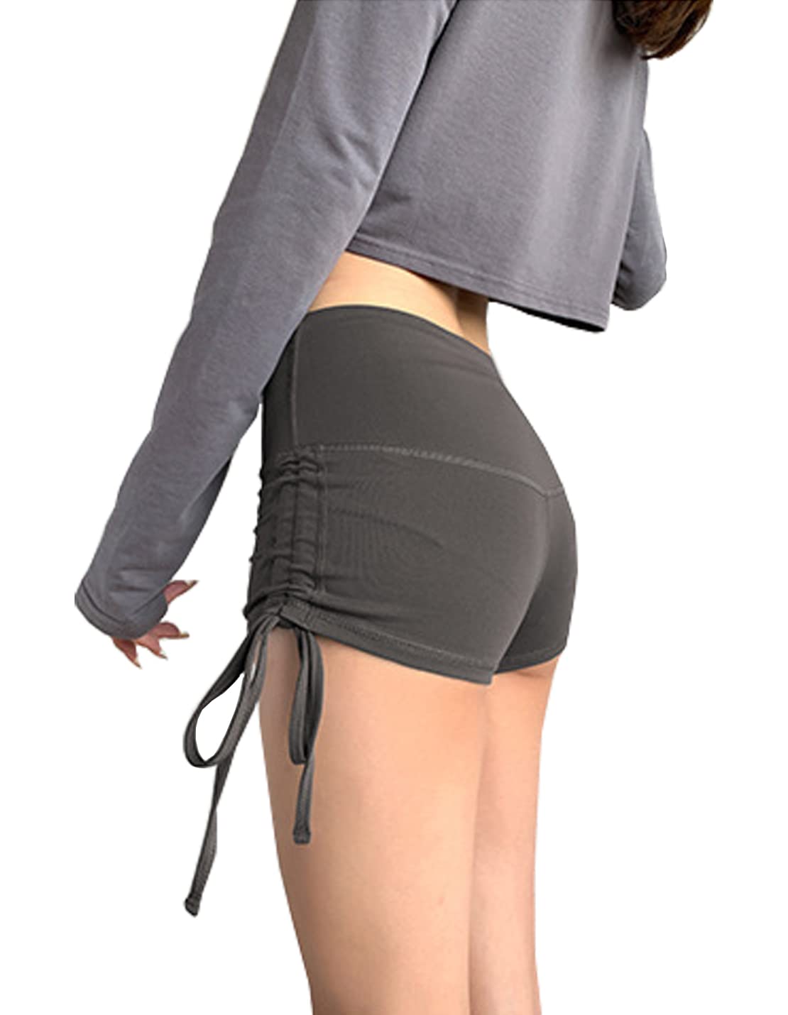 COWOKA Women's High Waisted Butt Lifting Yoga Shorts - Adjustable Tummy Control Workout Gym Short Pants for Running, Exercise & Daily Wear
