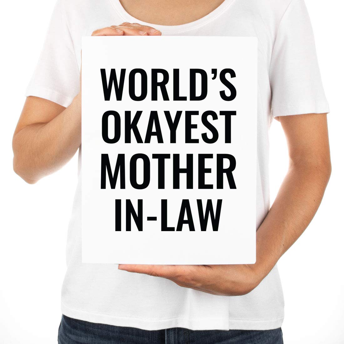 Funny World's Okayest Mother-in-Law Jumbo Greeting Card - 8.5 x 11 Inch Blank Card with Envelope - Humorous Birthday & Mother's Day Card for MIL - 1-Pack - Perfect for Special Occasions & Family Gatherings