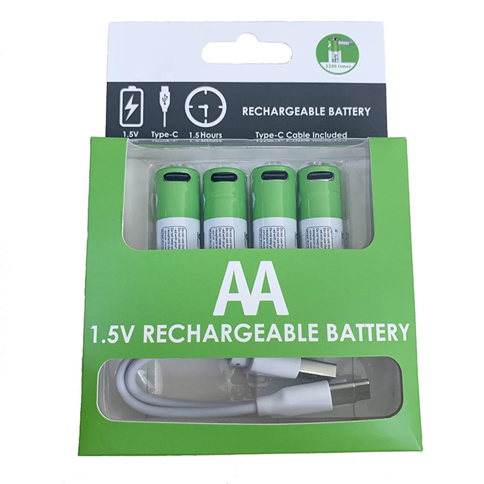 2600mAh Rechargeable AA Lithium Batteries with USB-C Charging - High Capacity Power for Electronics, Toys, Cameras & More - Long Lasting Replacement AA Batteries for Home, Office and Travel Use