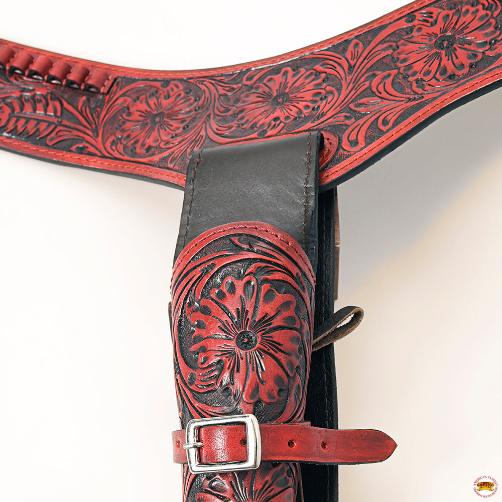 50 In Hilason Western Right Hand Gun Holster Rig 22 Cal Leather Cowboy - Premium Leather Holster for Revolvers & Pistols - Perfect for Cowboy Action Shooting, Hunting & Western Style Outfits