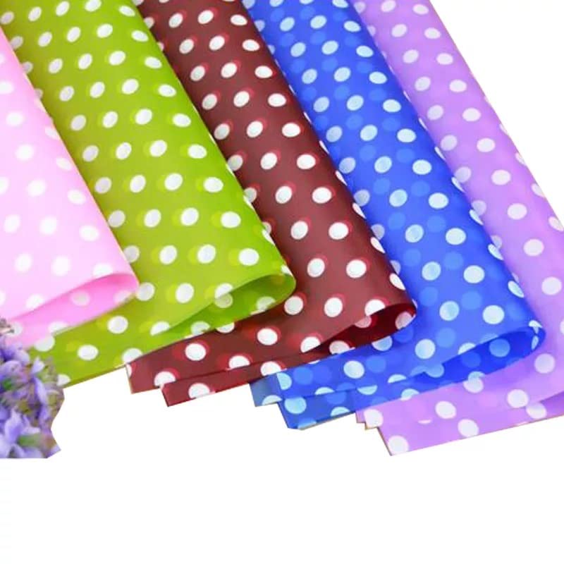 KRAFTMASTERS 20 Sheets Dot Printed Flower Decorative Bouquets - Waterproof DIY Gift Wrapping Paper for Birthdays, Weddings & Special Occasions - Floral Design Craft Paper for Gift Boxes, Bouquet Packaging & Scrapbooking