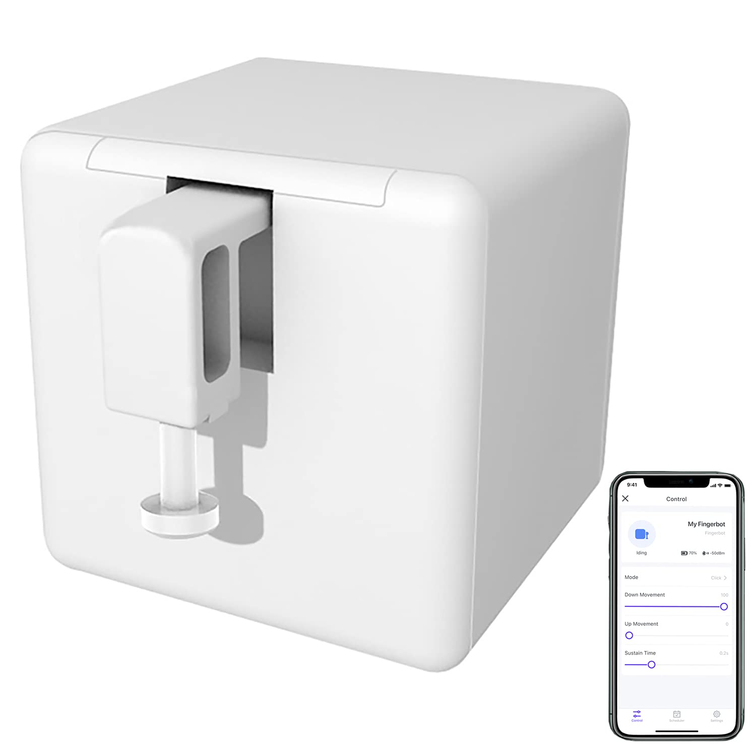 Smart Switch Button Pusher - Wireless App & Timer Control, No Wiring Bluetooth Fingerbot for Light Switch, Doorbell, Coffee Maker, Fan - Works with Alexa & Google Home (White) | Perfect for Smart Homes, Office Automation & Hands-Free Control