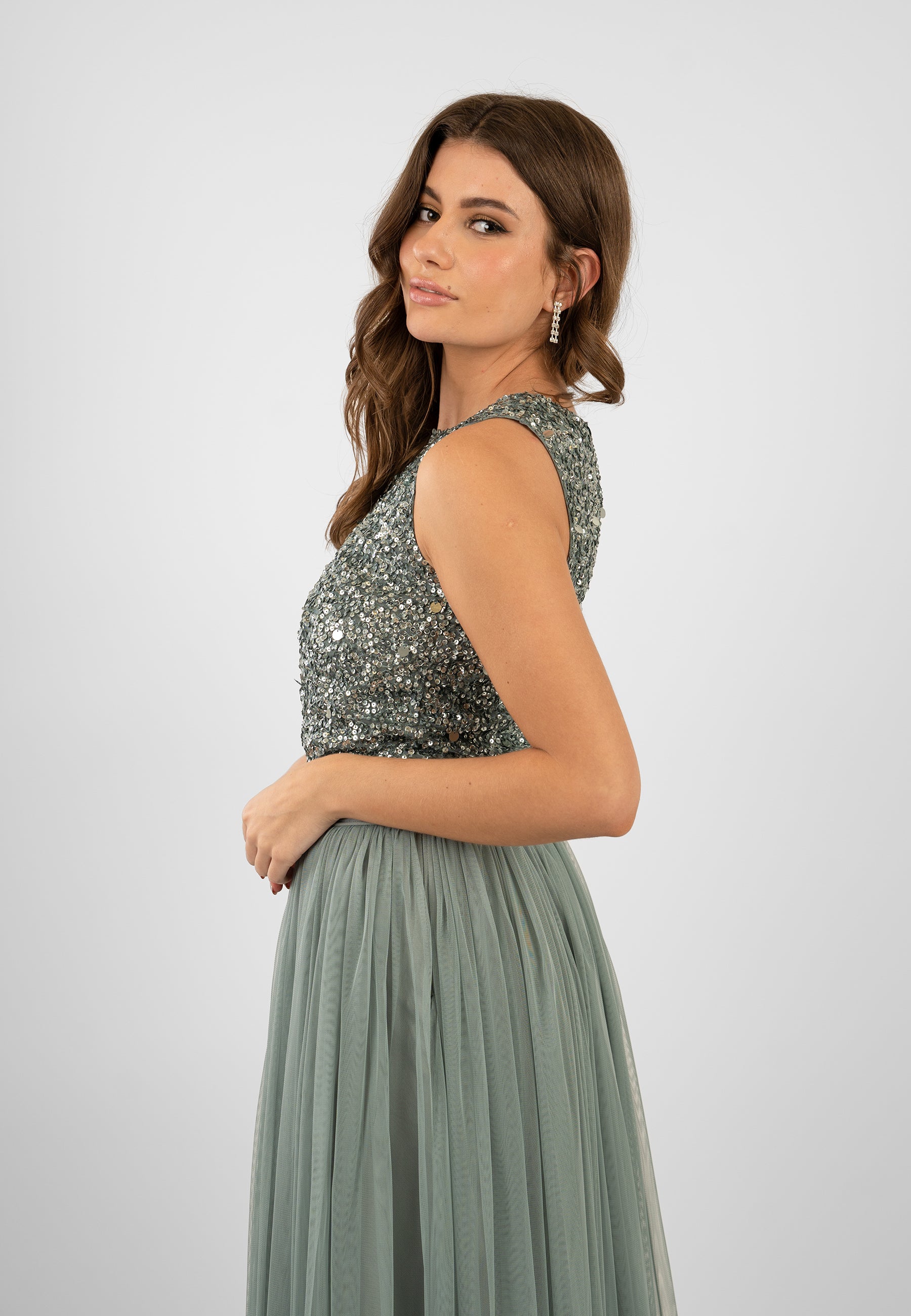 Picasso Teal Sequin Blouse for Women | Elegant Party Top with Sparkling Sequins | Perfect for Evening Events, Date Nights & Special Occasions