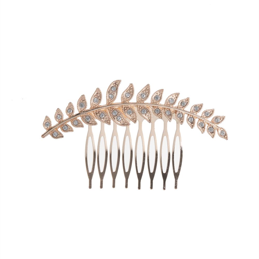 Elegant Wedding Hair Side Combs - Faux Pearl Crystal Flower Rhinestone Bridal Hair Clips for Bride and Bridesmaids - Perfect for Weddings, Proms, and Formal Events (Leaves Design)