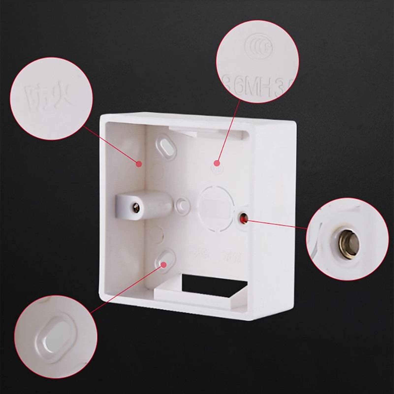 Jinchao PVC Thickened Electrical Junction Box 86x86mm - Wall Mount Switch Socket Base Box, Waterproof & Durable for Home/Office Wiring | Ideal for Electrical Installations, DIY Projects & Renovations