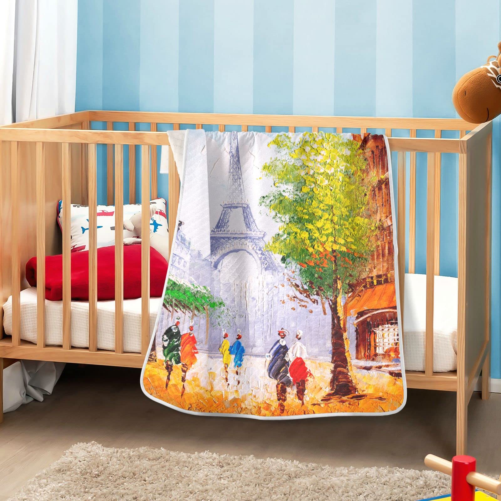 Bedsure Eiffel Tower Baby Blanket for Boys & Girls - Soft Receiving & Crib Blanket for Newborns - Perfect for Stroller, Nursery, Travel & Gift - Cozy Throw Blanket for Baby Showers & Bedtime