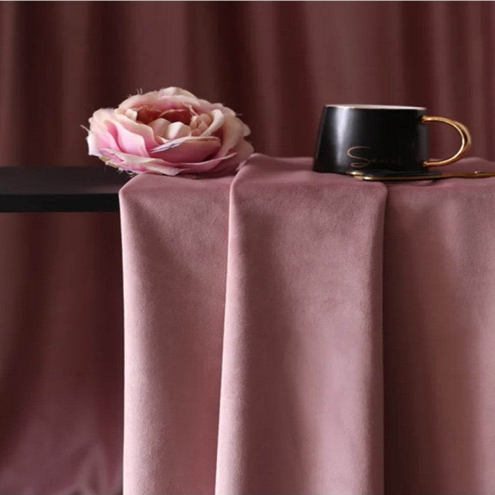 Luxury Italian Velvet Curtains - Soft Rose Pink Blackout Drapes for Living Room & Bedroom - Elegant Window Treatments for Home Decor