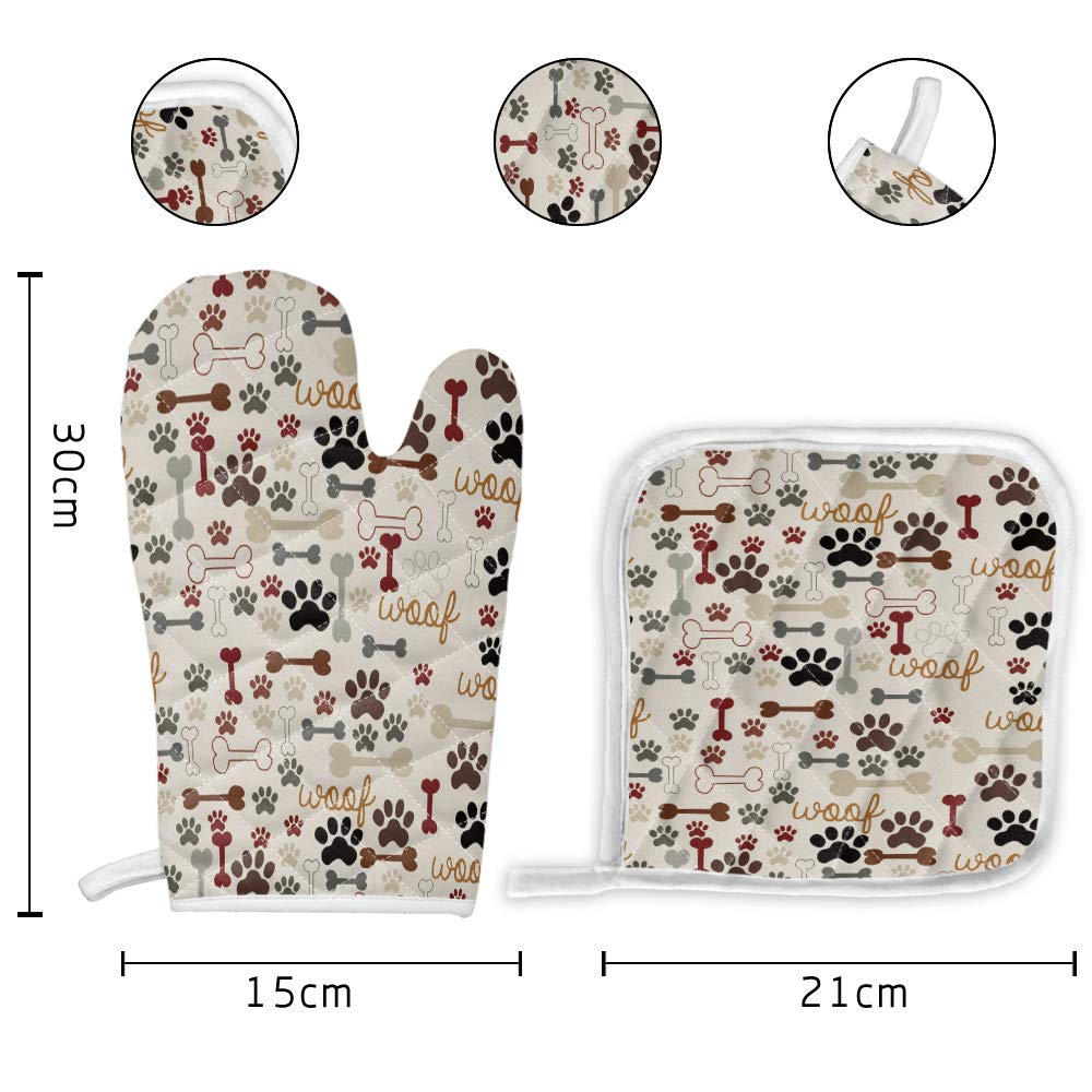 Heat Resistant Dog Paw Oven Mitts for Baking & BBQ - Non-Slip Kitchen Accessories